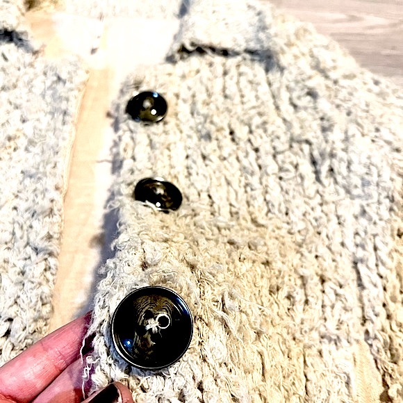 FREE PEOPLE • Knitted Button-Up Sweater Coat • Size XS • Beige Tan Brown Black - Picture 11 of 15